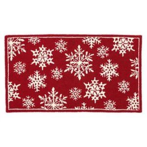 Snowflakes Holiday Hooked Accent 42.75" x 24" Non-Slip Indoor Outdoor Door Mat